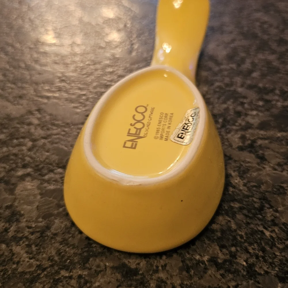 Enesco Yellow Floral Tulip Spoon Rest 1985 Korea Boho Bohemian Bold Bright‎ Vtg